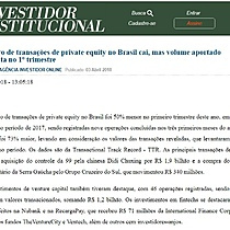 Nmero de transaes de private equity no Brasil cai, mas volume aportado aumenta no 1 trimestre